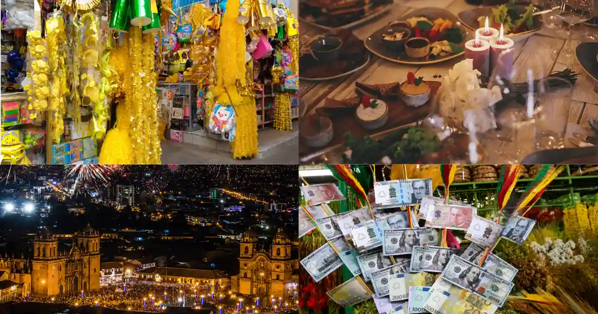 Celebración de Año Nuevo en Cusco con fuegos artificiales
